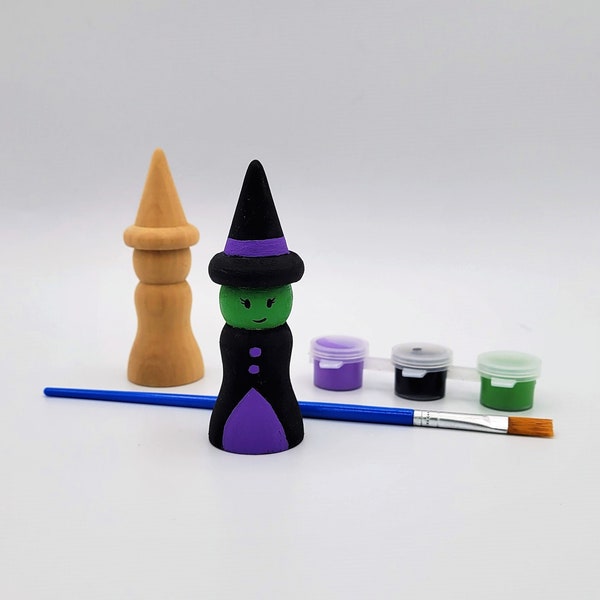 Craft Kits, DIY Witch Peg Doll Painting Kit, DIY Kit, DIY Crafts,  Halloween Gift for Kids, Halloween Party Favor, Kid Craft, Adult Craft