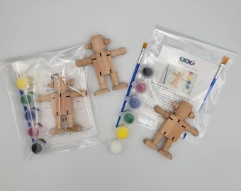 Craft Kit, DIY Robot Party Favor, DIY Kit, DIY Crafts, Wood Toys, Party Favors for Kids, Stocking Stuffer for Kids, Kid Crafts