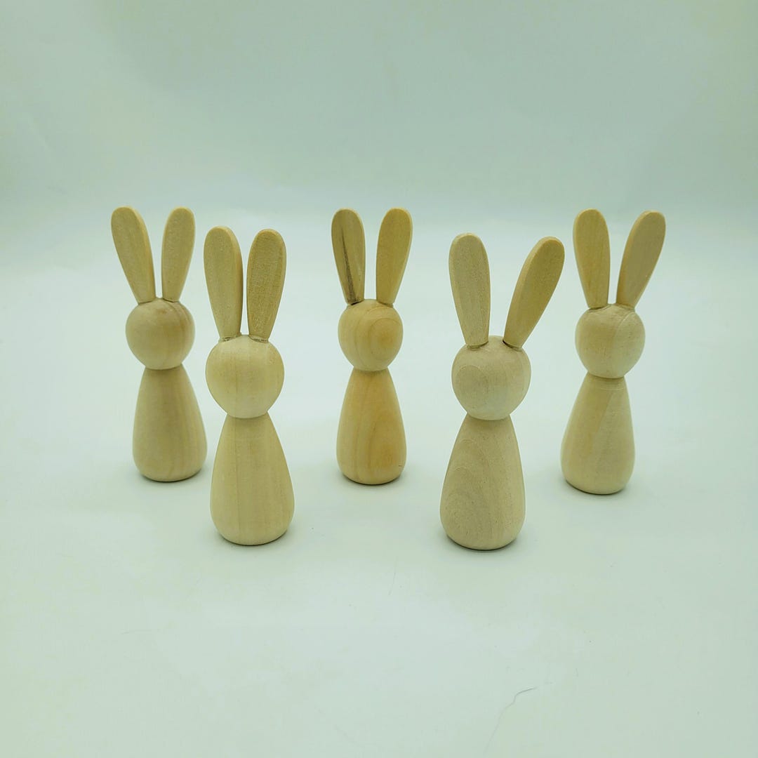 DIY Crafts, 5 Unfinished Peg Doll Animals, Crafts for Kids, Bunny Peg ...