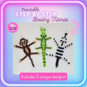 Pony Bead Patterns, Zoo Animals, Alligator, Zebra, Monkey  Beading Patterns (Digital Download – PDF Craft Pattern)