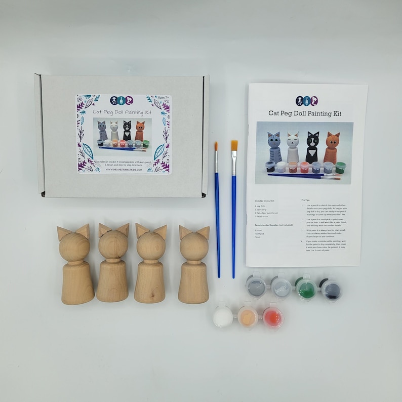 DIY Cat Peg Doll Painting Craft Kit, Gifts for Cat Lovers - Etsy