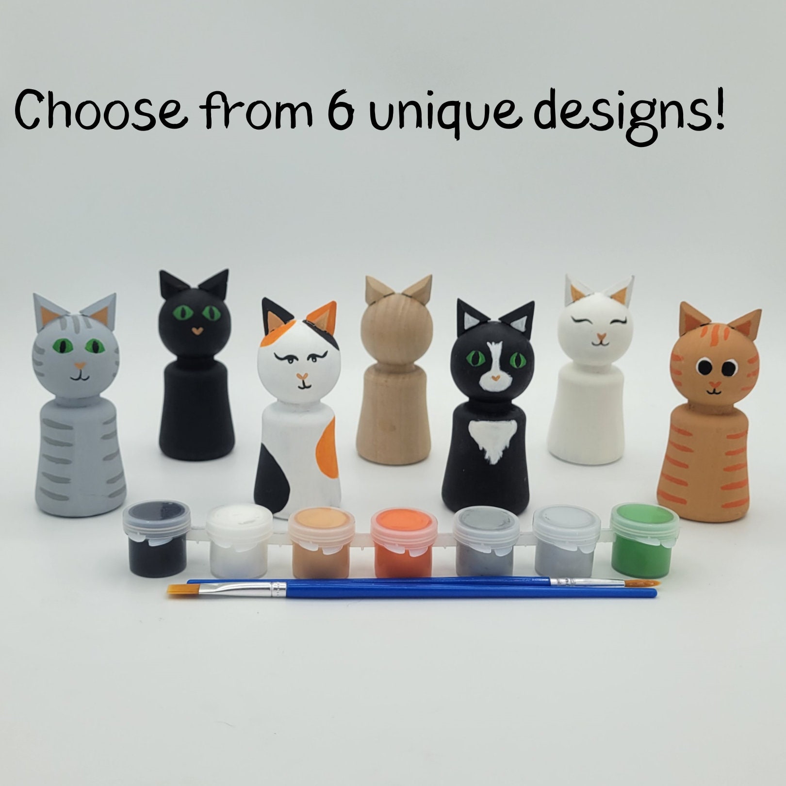 DIY Cat Peg Doll Painting Craft Kit, Gifts for Cat Lovers - Etsy Canada