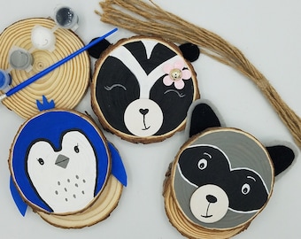 Forest Animal Wood Slice Ornament Painting Kit, DIY Craft Set