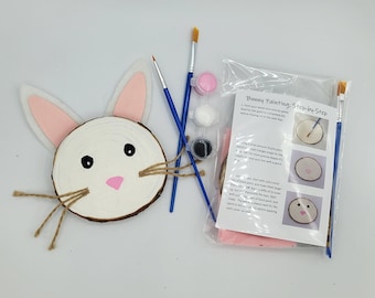 DIY-schilderset houten plak paashaas, knutselen voor kinderen