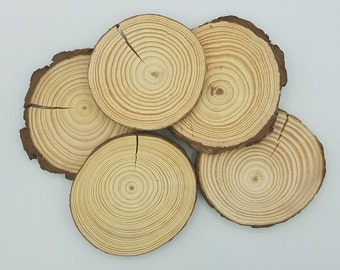 Cracked Wood Slices 5 QTY, 3.5-4.5 Inch Cracked Wood Slices, Natural Pine Wood Slices, DIY Ornament Making Supplies