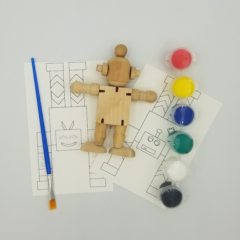 Craft Kit Wooden Robot Toy DIY Projects for Kids Wood Craft Etsy