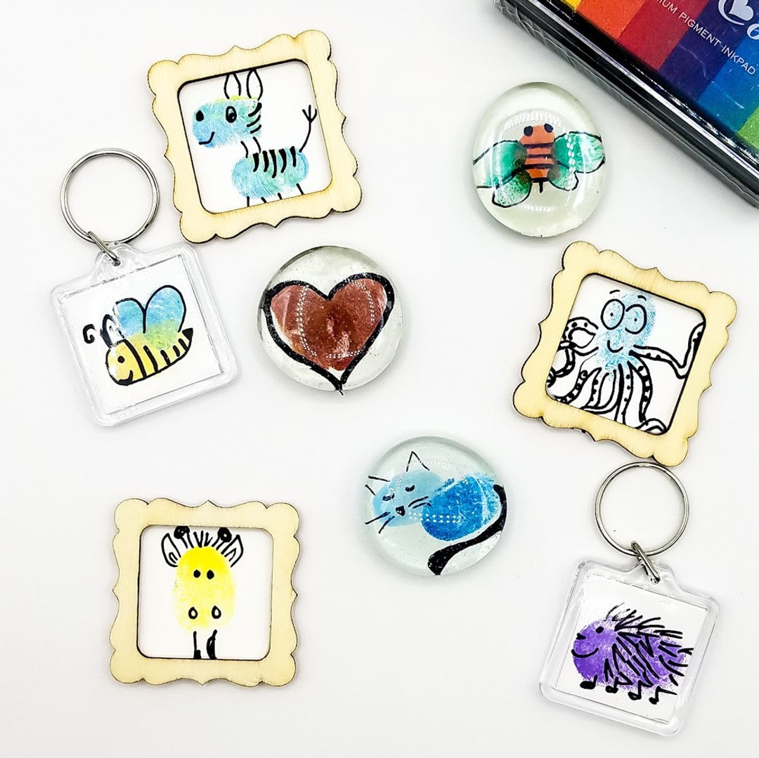 Thiccywoov 24 Set Mother's KEF16 Day Craft Kit DIY Thumbprint Mother S Day Greeting Card 9 Pcs Finger Paints 1 Pc Marker 1 Pc Sticker Mom Gift Home C