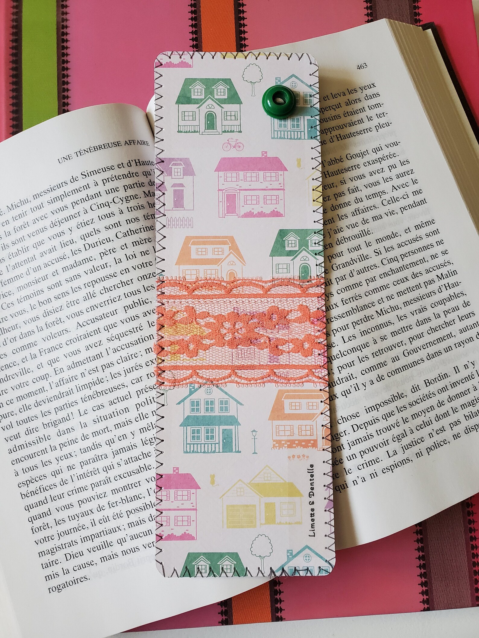 Sewn cardboard bookmark for reading lovers Etsy