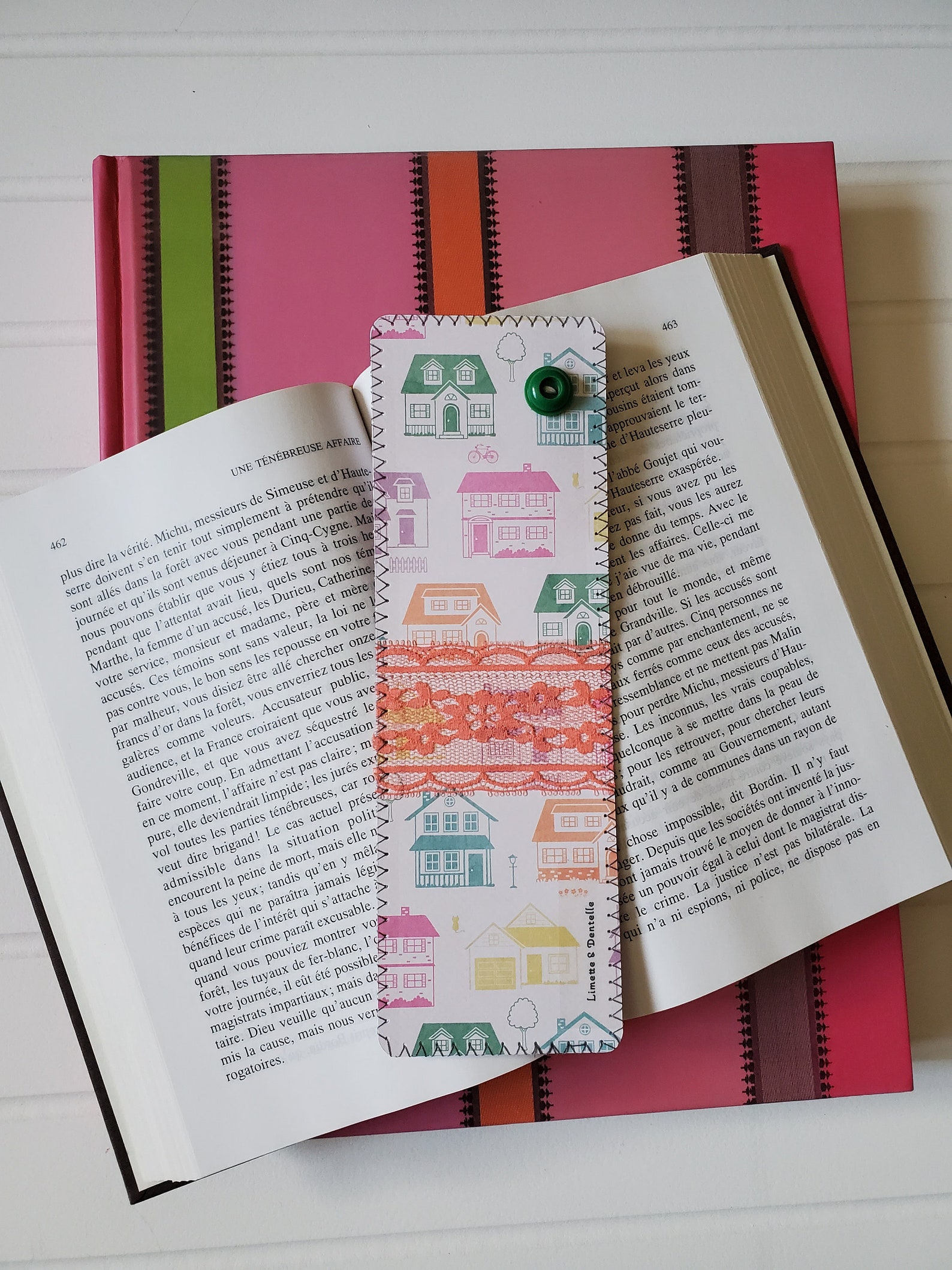 Sewn cardboard bookmark for reading lovers Etsy