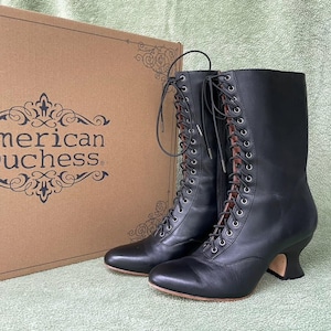 American Duchess Women's Vintage Lace Up Ankle Boots Ghillie