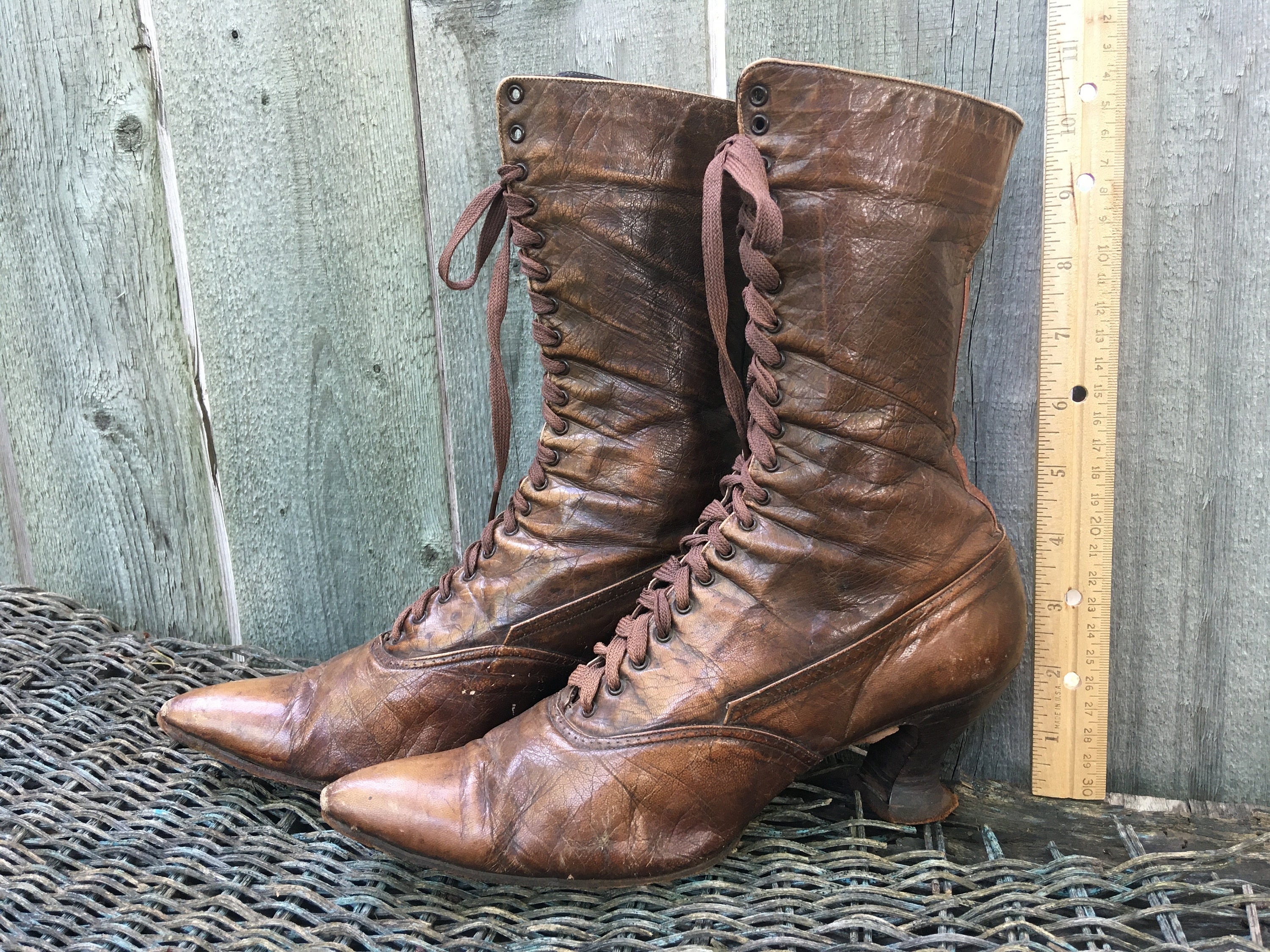 Antique Victorian Boots High Top Shoes Edwardian Spool Heel Steampunk Reenactment 1800s Vintage Boots Historybounding. Etsy UK