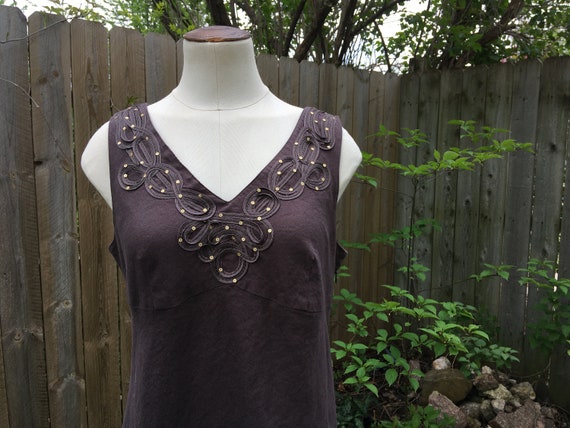 Brown Linen Dress, Large Linen Dress, Linen Cotton