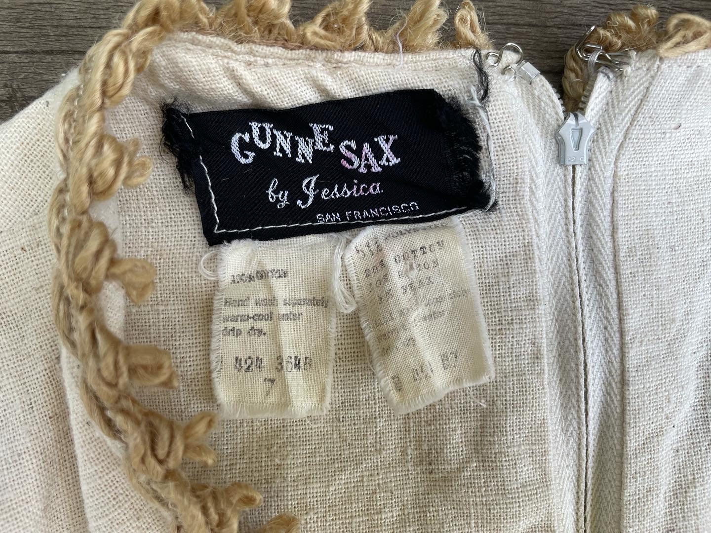 Rare Black Label Gunne Sax, 1960s Cotton Maxi, Jute Trim