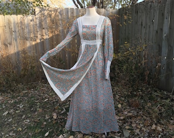 Rare White Label Gunne Sax, Jessica Heart Tag, Mcclintock Maxi, 70s Dream Dress, 1970s Floral Cottagecore Prairie Renaissance Peasant