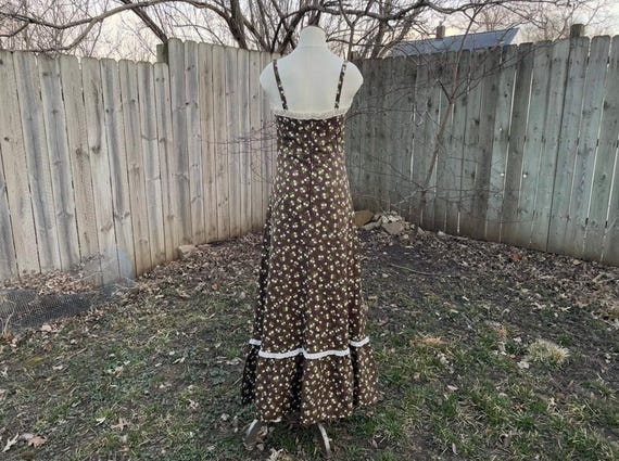 Brown Vintage Floral Calico Prairie Dress, Gunne Sax … - Gem