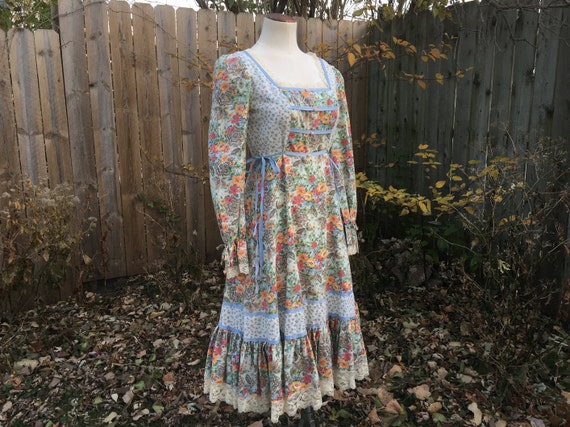 Gunne Sax Style ILGWU Union Made Prairie Dress, 70