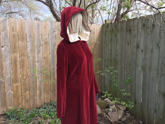 Vintage Red Silk Velvet Opera Coat, Red Velvet Clo