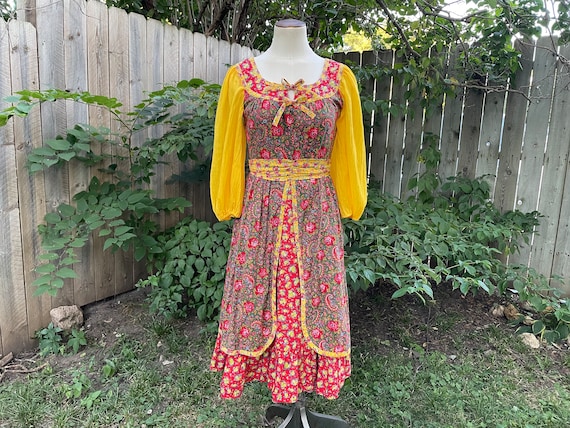 Seventies Jody-T Of California Folk Dress, 1970s … - image 3