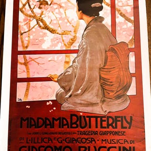 Vintage MADAME BUTTERFLY 1904 Opera Poster Print - By Italian Composer Giacomo Puccini