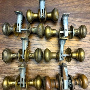 Seven Available - Vintage Brass Door Knobs - One with a lock - Sargent
