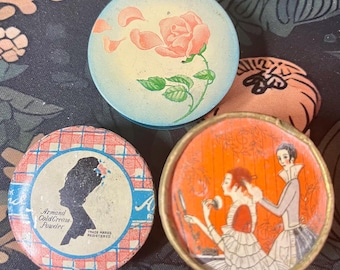 Three 3 Round Vintage Powder Tins/Box - Vintage Make-up - Armand & Richard Hudnut