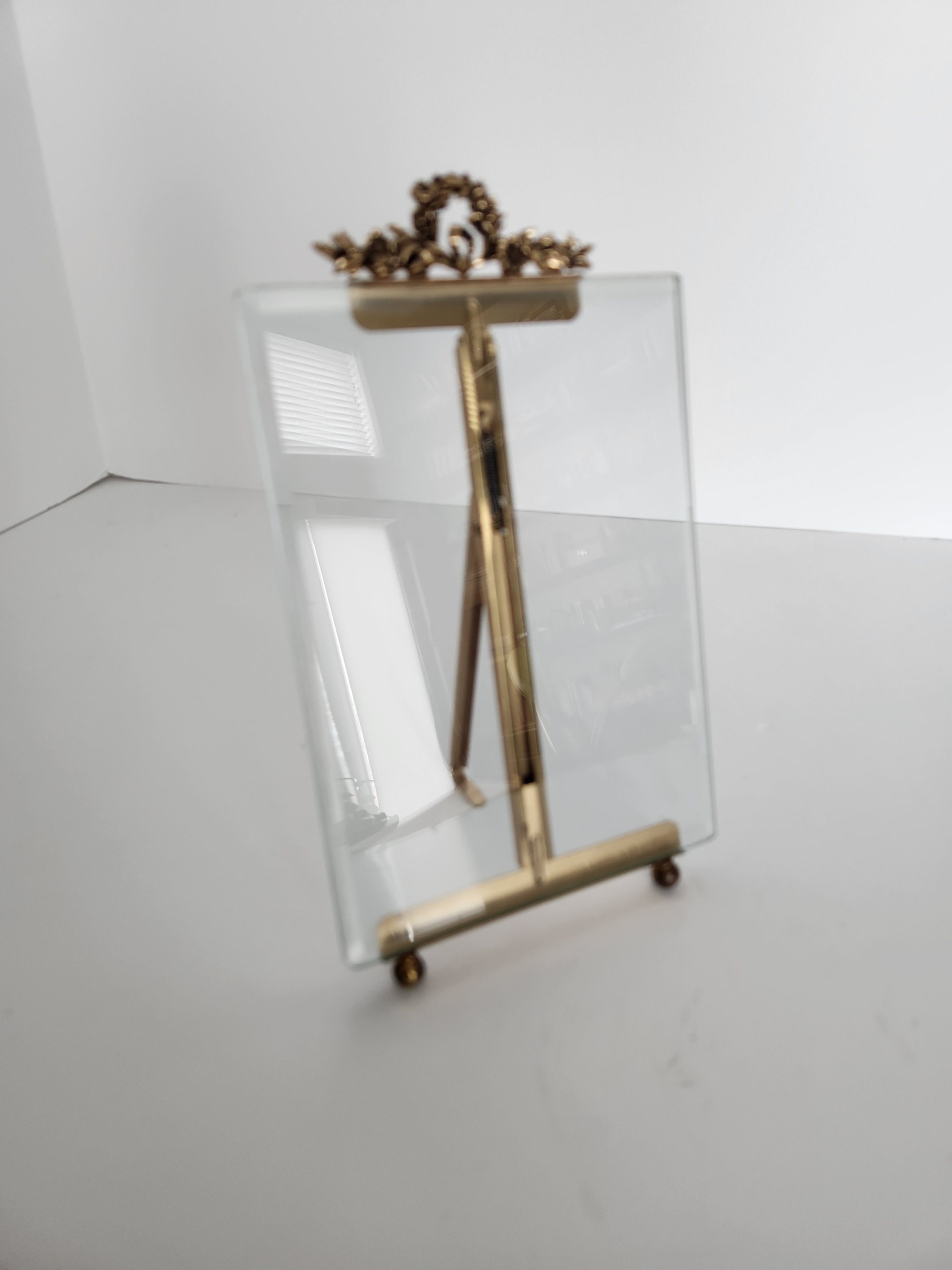 Vintage Gold French Style Picture Frame Beveled Glass Ribbon Etsy