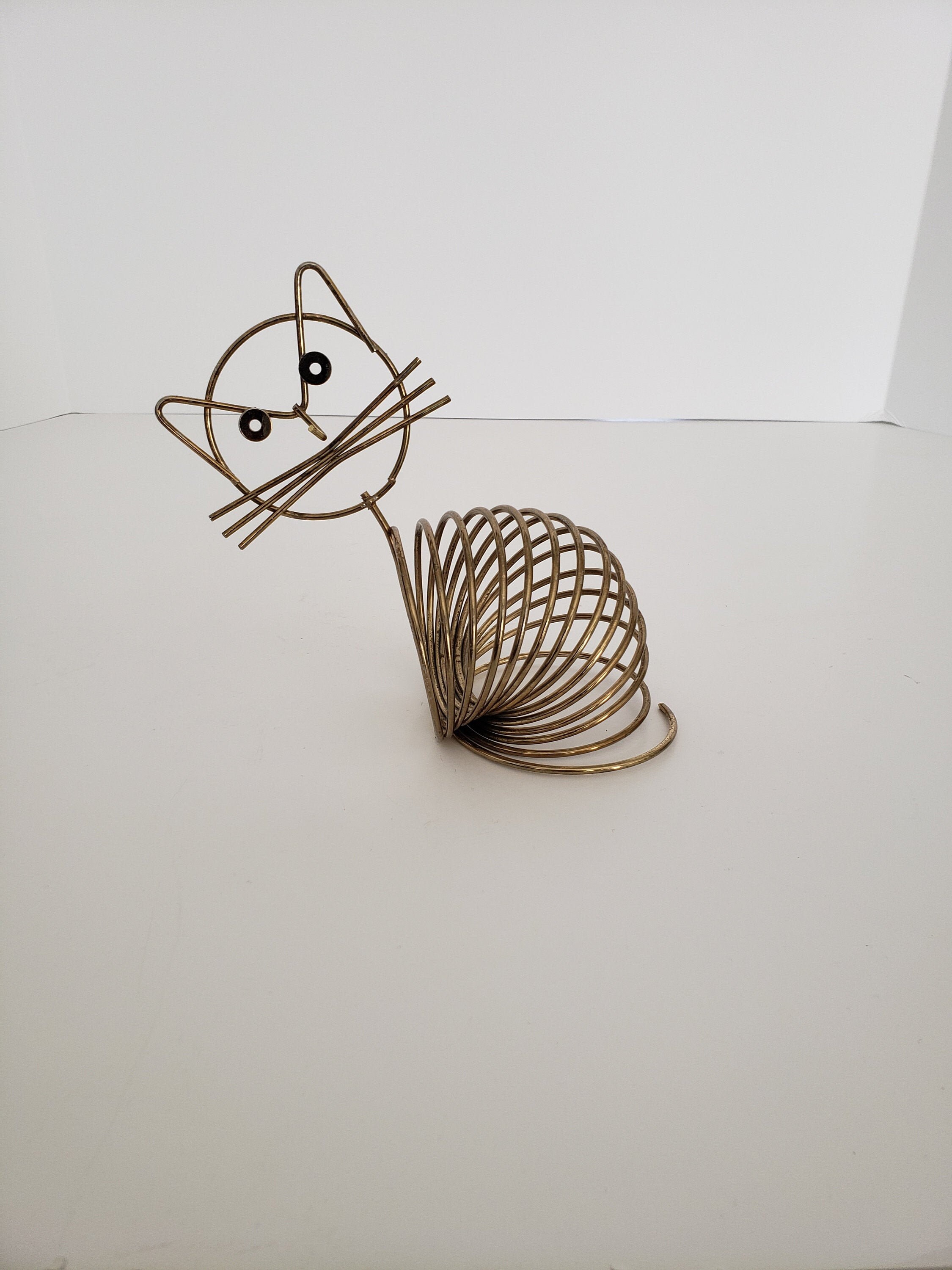 Cat letter holder post card holder wire spiral slinky retro Etsy
