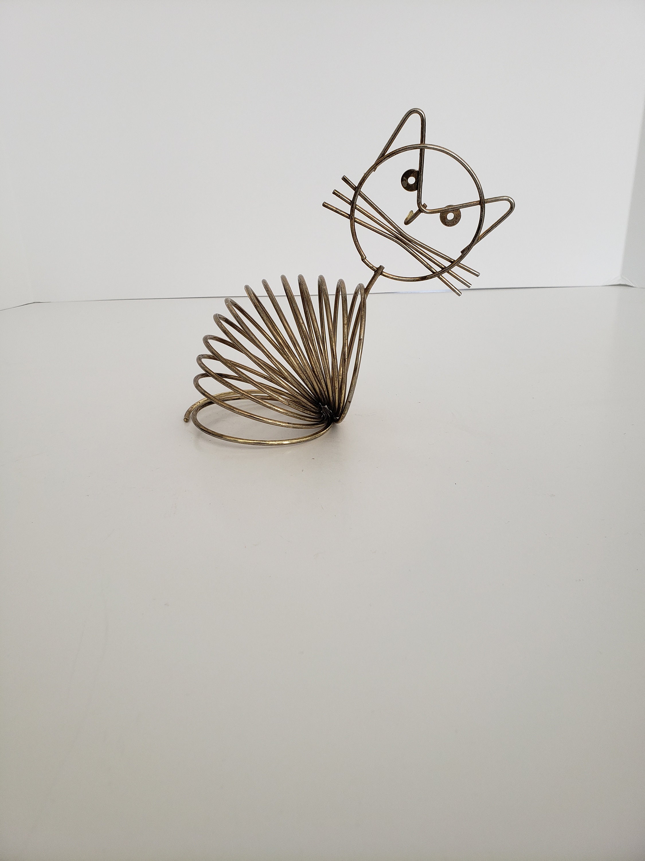 Cat letter holder post card holder wire spiral slinky retro Etsy