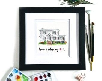 Mini Custom Home Portrait (Black and White or Color)