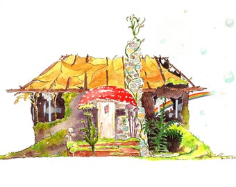 Custom Fantasy House Portrait: turn your home into a fairy house or fantasy dwelling