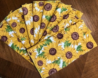 Paperless “paper” towels 12 - 10"x14" 1-ply,  Fall Sunflower Theme Eco-Friendly Paperless Towels - 100% Cotton Flannel