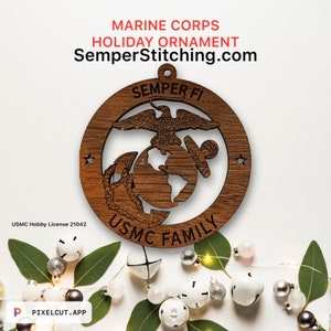 USMC Family Ornament with Eagle Globe and Anchor Marine Corps Gift