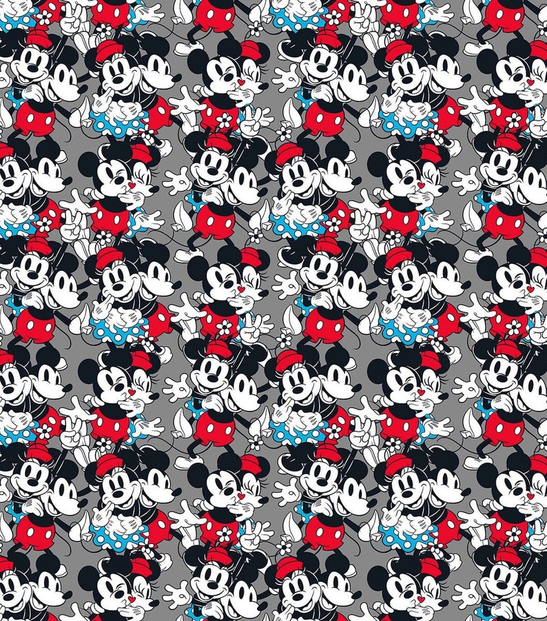 Disney Mickey and Minnie Mouse Vintage Love Packed Cotton Fabric Sold by the 12 Yard Springs Creative