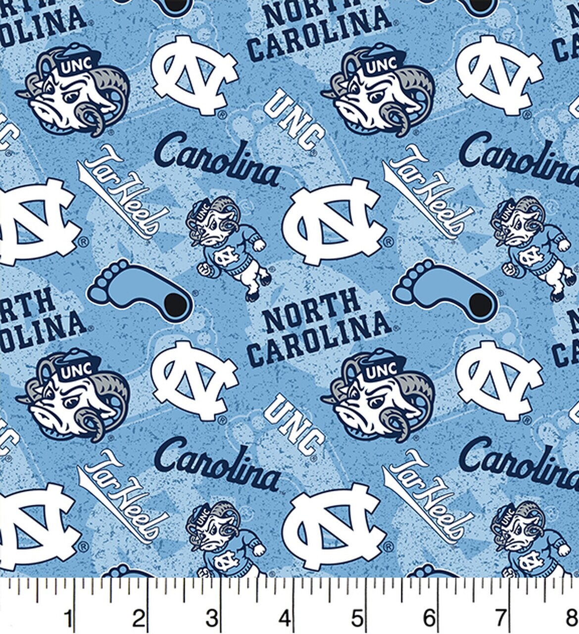University of North Carolina Tar heels 100% Cotton Fabric Tone on Ton…