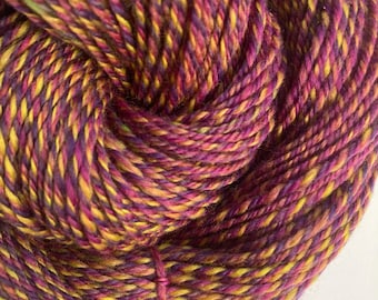Carnival: 206 yards sport weight mixed fibre (mostly wools) hand spun, hand blended yarn