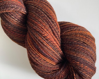 Leaf Pile: 546 yards fingering weight Targhee, hand spun yarn from hand dyed fibre