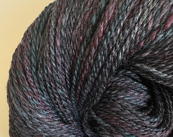 Hand Spun Merino Silk Yarn: Dark Blue Purple, 336 yards