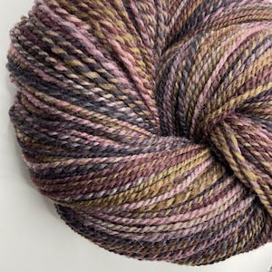 Love Story: 347 yards fingering weight Merino, hand spun yarn from hand dyed fibre