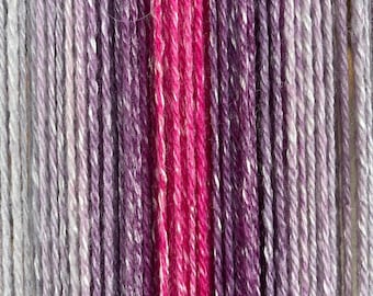 Hand Spun Fingering Weight Yarn: Merino Tencel Lavender Lilac Fuchsia Gradient