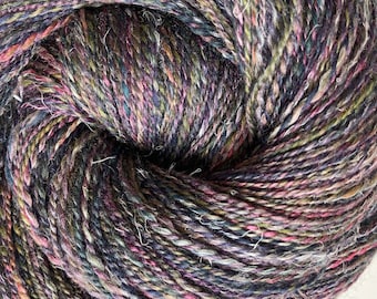 Hand Spun Merino Flax Silk Yarn: 'A Mermaid and her Unicorn' Colorway