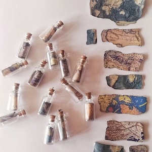 Collares de línea LostWorld con mapas azul/azul claro de todo el mundo, collares de botellas de vidrio y mapas antiguos