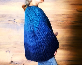 Handmade Gradient Mohair Cardigan, Striped Ombre Knit Sweater