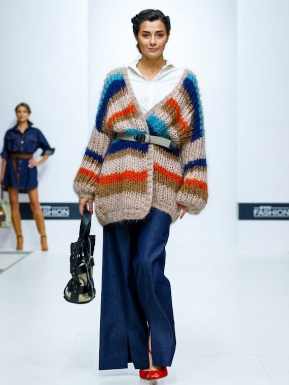 【Raucohouse】Chess oversized mohair cardigan Ono Oversized Mohair Cardigan – La Garçonne