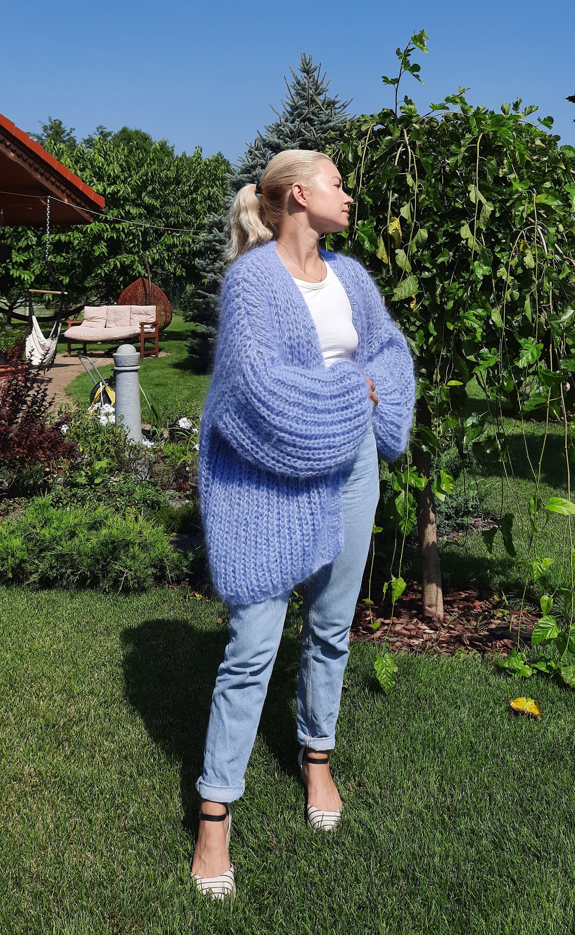 Chunky Oversized Mohair Cardigan Mohair Sweater Hand Knit Chunky Oversized Mohair Cardigan Mohair Sweater Hand Knit