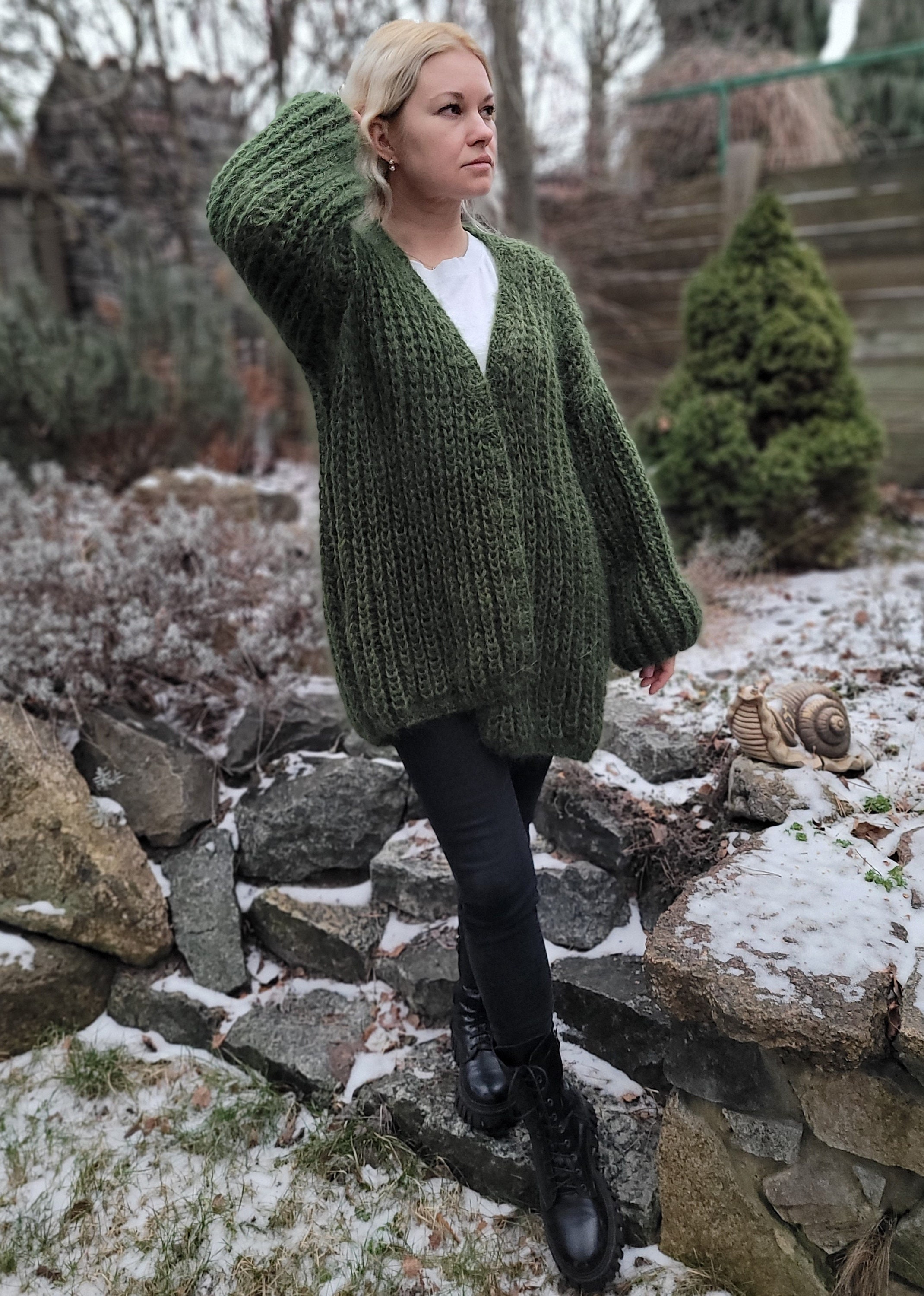 Oversized Mohair Knit Cardigan