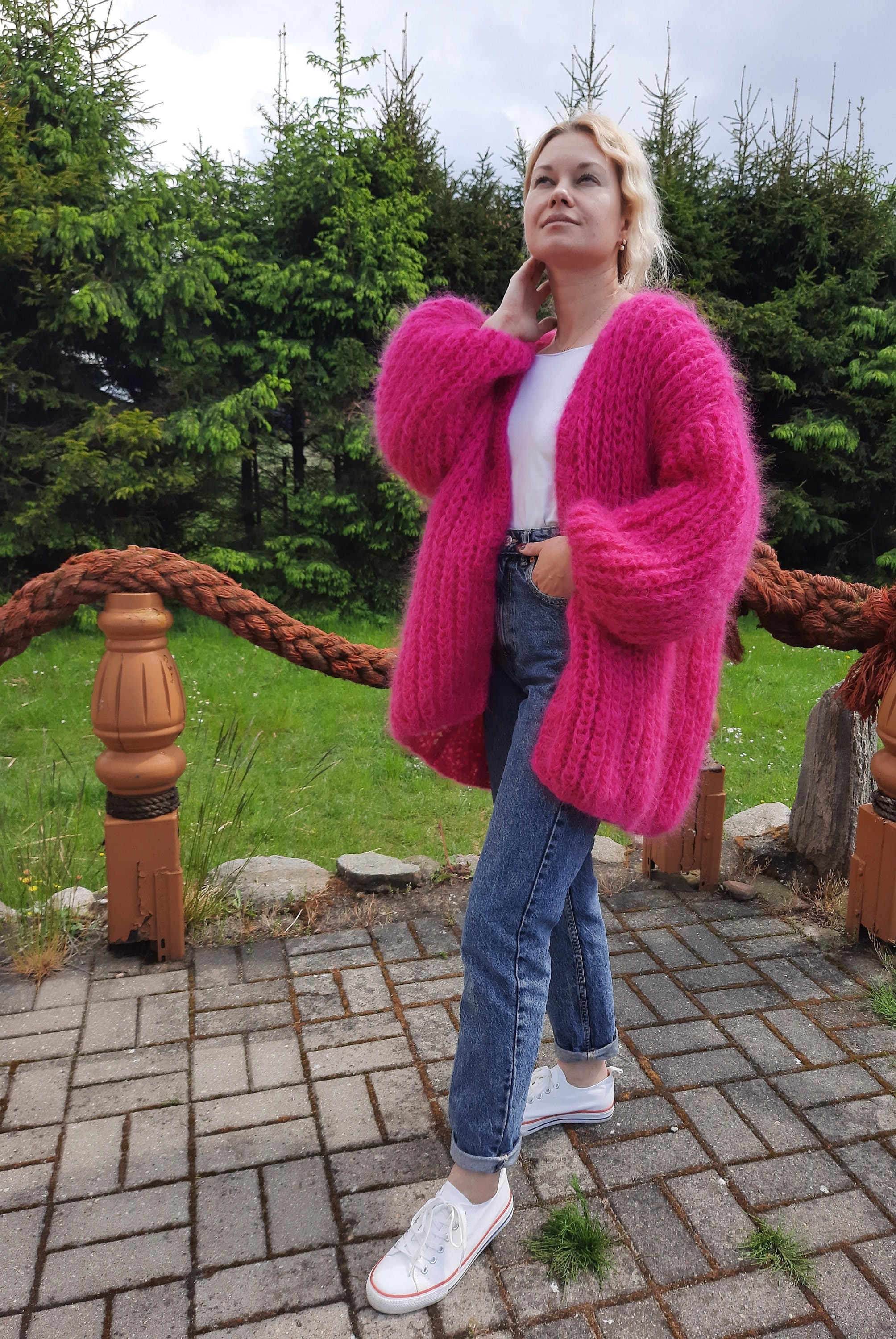 Zacht gezellig mohair oversized fuchsia - België