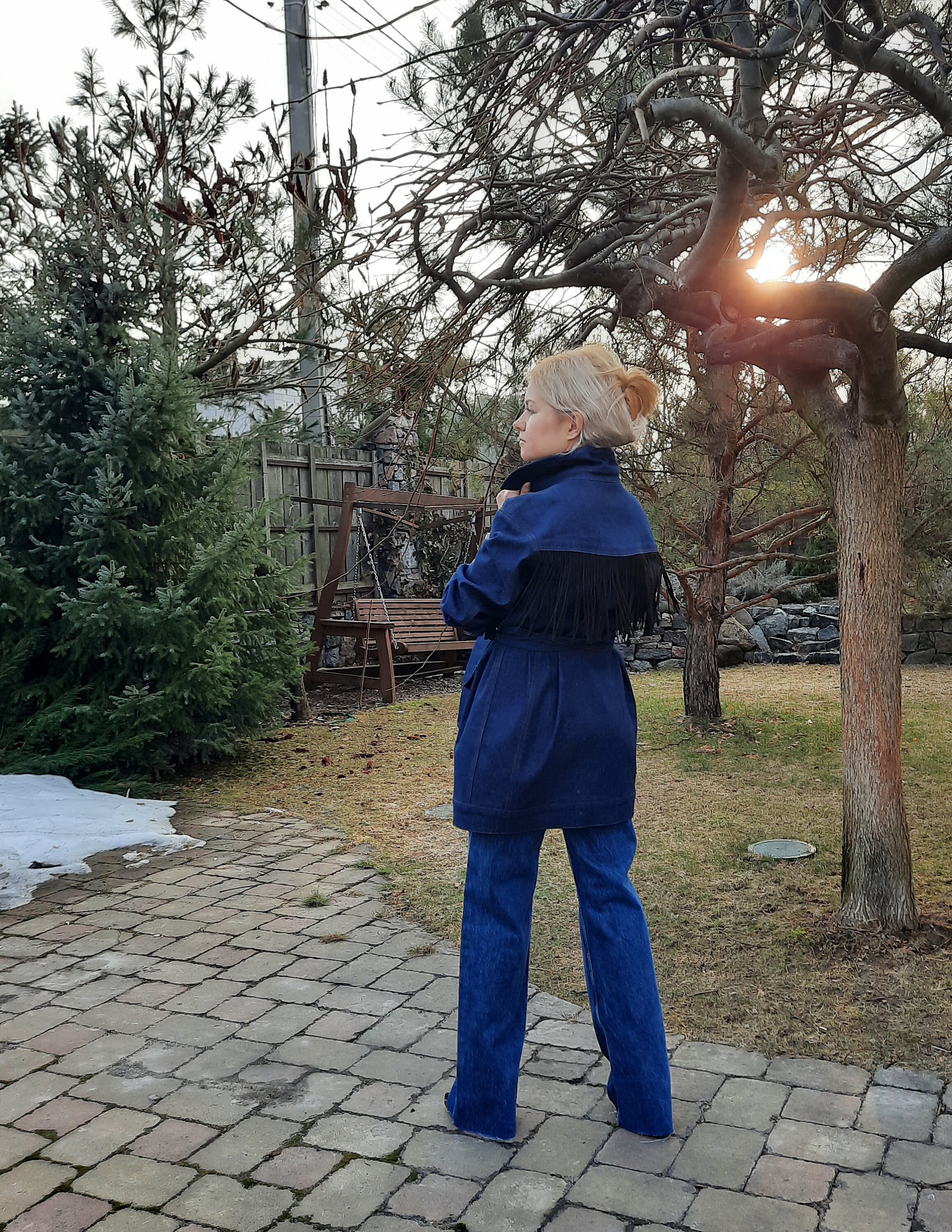 Veste a franges en denim veste en jean bleu fonce boho avec frange en daim veste en jean western veste en jean veste a franges veste en denim boho Etsy Canada