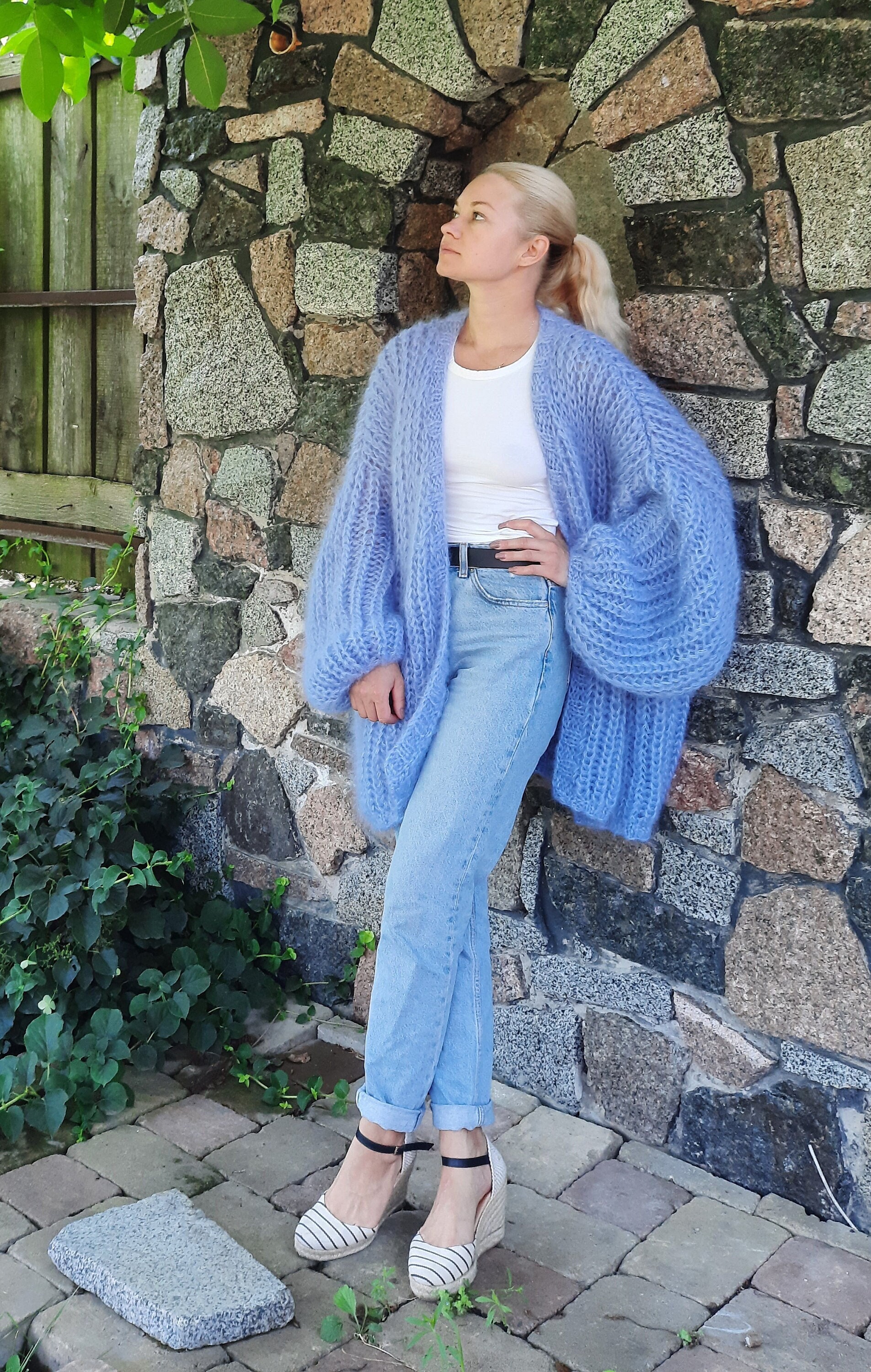 Soft Cozy Mohair Oversized Cardigan Mohair Sweater Blue - Etsy