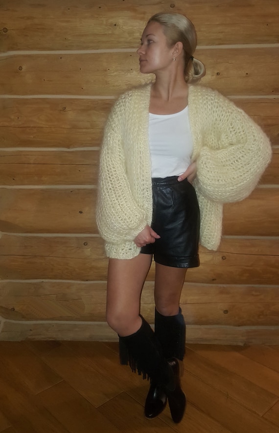 Mohair Oversized Cardigan, Wedding Cardigan, White Mohair Cardigan