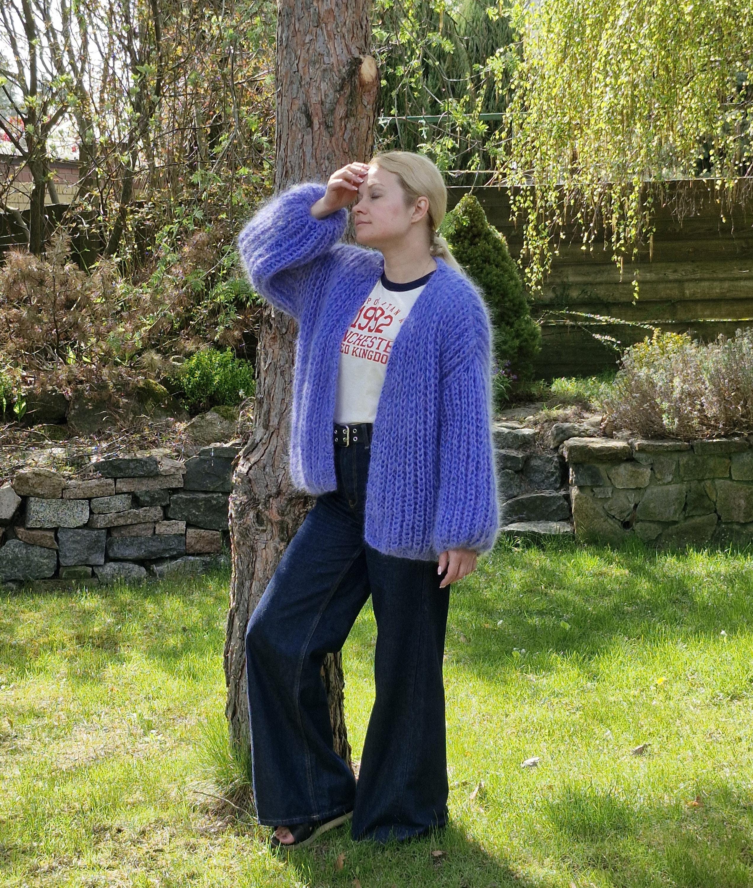 Blue Fluffy Cardigan - Etsy